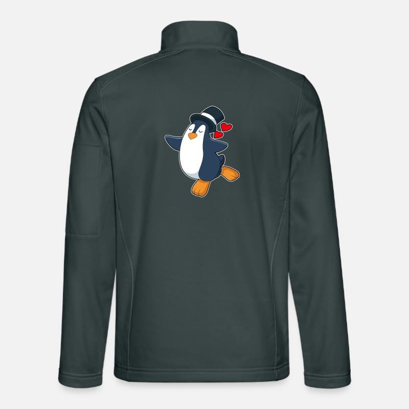 Penguin Groom Top Cylinder Wedding Unisex Softshell Jacket