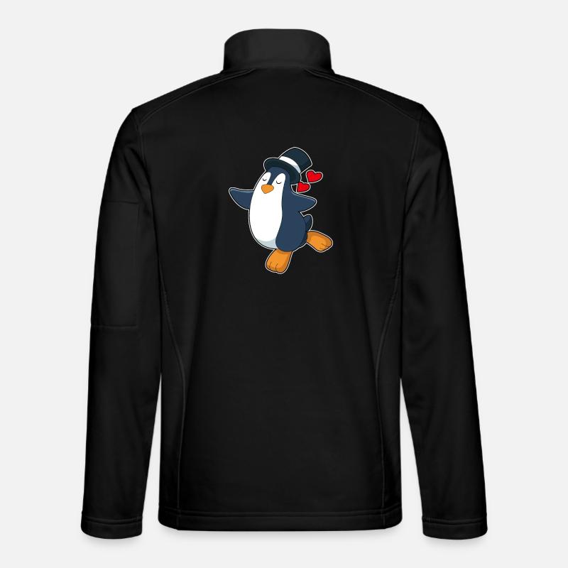 Penguin Groom Top Cylinder Wedding Unisex Softshell Jacket