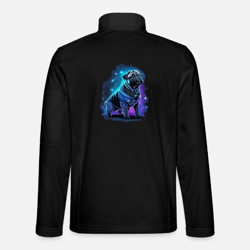 Neon Mops Hund Mitternachtszauber - Unisex Softshelljacke - Schwarz