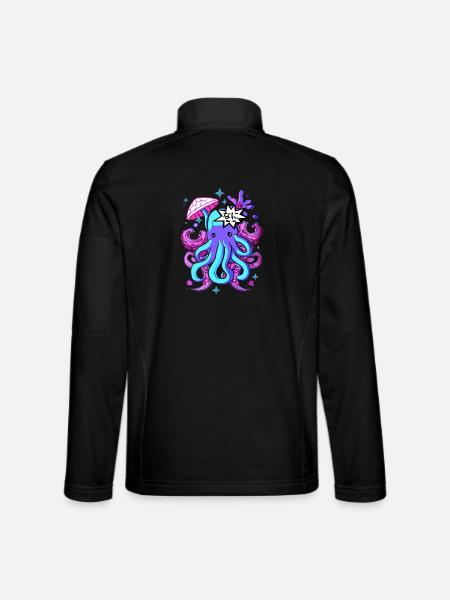 Calmar de poulpe otaku Otaku Kawaii - Veste en tissu softshell Unisexe - noir - Dos