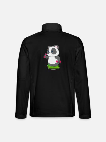 Panda Bodybuilder Dumbbells Bodybuilding - Unisex Softshell Jacket - black