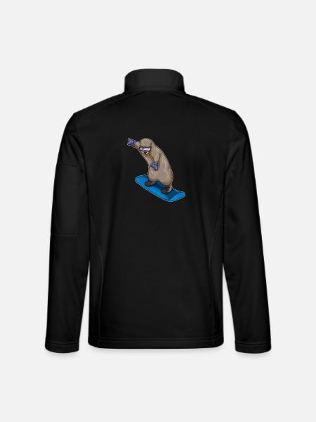 Otter Snowboarder Snowboard - Unisex Softshell Jacket - black