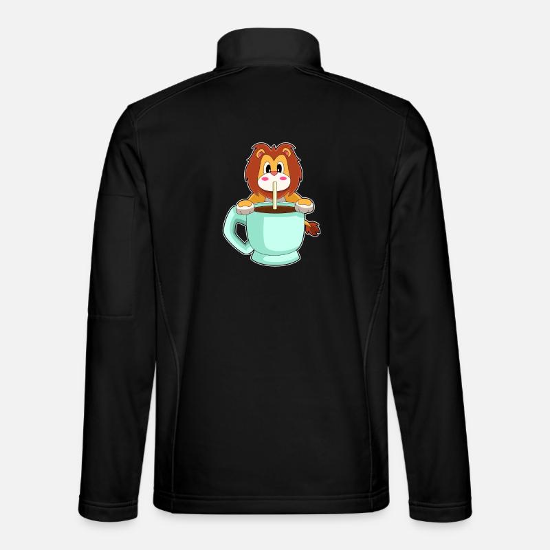 Löwe Tasse Kaffe - Unisex Softshelljacke - Schwarz