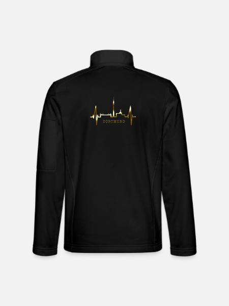 Dortmund Skyline Herzschlag Stadion Fan Dortmunder - Unisex Softshelljacke - Schwarz - Hinten