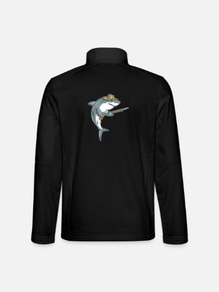 Shark Angler Harpoon Fishing - Unisex Softshell Jacket - black