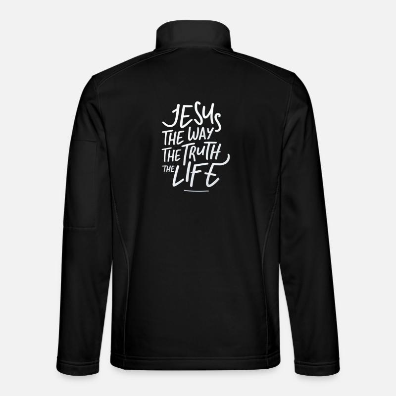 Jesus Way Truth Life Lettering - Unisex Softshell Jacket - black