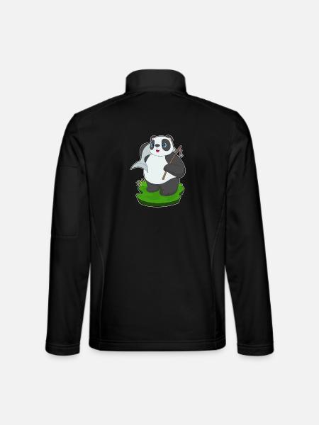 Panda Angler Fish Fishing - Unisex Softshell Jacket - black