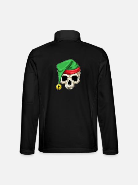 Skull Christmas Santa Hat - Unisex Softshell Jacket - black