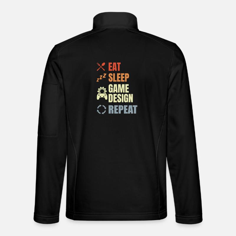 Eat Sleep Game Design Répéter - Veste en tissu softshell Unisexe - noir