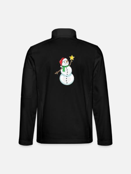 Schneemann Weihnachten Weihnachtsstern - Unisex Softshelljacke - Schwarz - Hinten