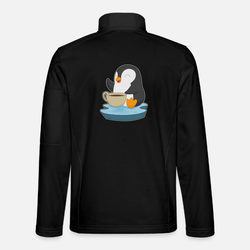 Pinguin Kaffee Tasse - Unisex Softshelljacke - Schwarz