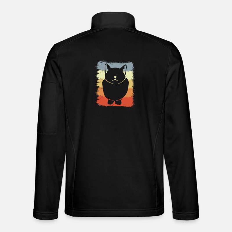Chat Dessin Vintage Look Veste en tissu softshell Unisexe