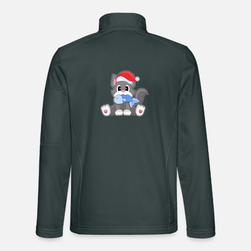 Chat Poisson De Noël Veste en tissu softshell Unisexe