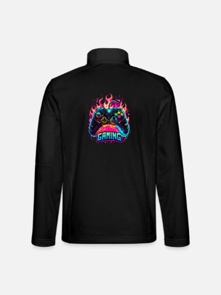 Gaming Controller Flames Art - Unisex Softshell Jacket - black