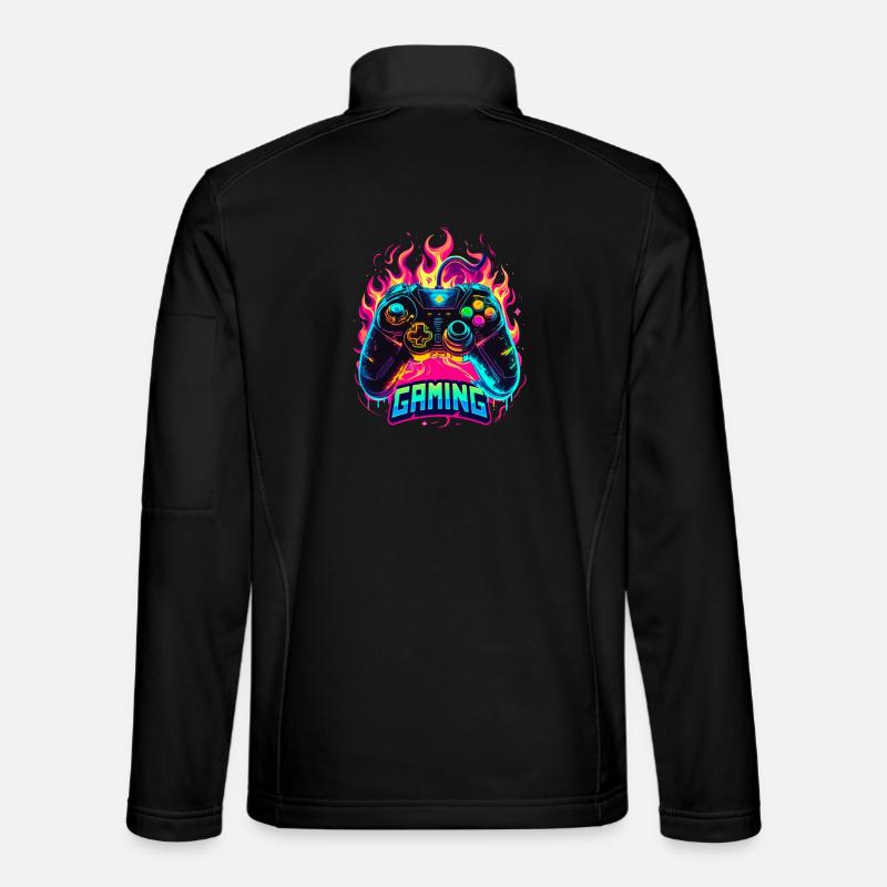 Gaming Controller Flames Art - Unisex Softshell Jacket - black