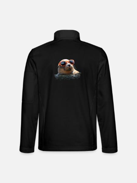 Seal with sunglasses Seal Walrus Cute seals - Unisex Softshell Jacket - black - Back