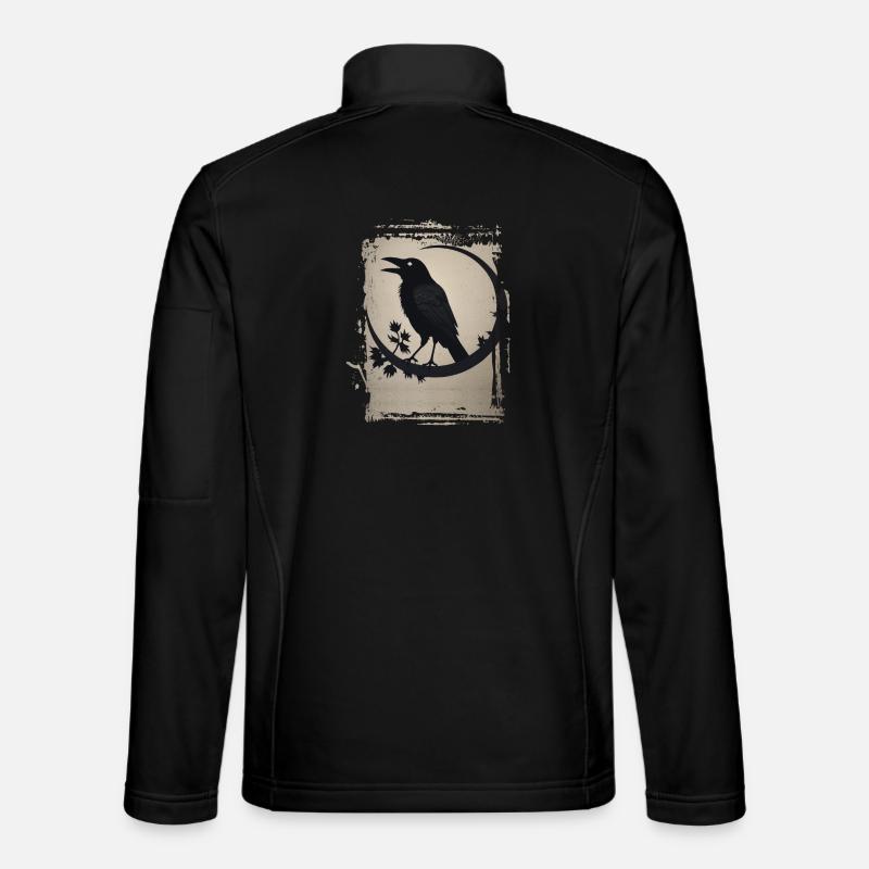 Raven sitting on branch Unisex Softshell Jacket