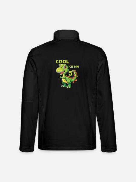 Dinosaurier 5 Kindergeburtstag Dino 5 Jahre Spruch - Unisex Softshelljacke - Schwarz - Hinten