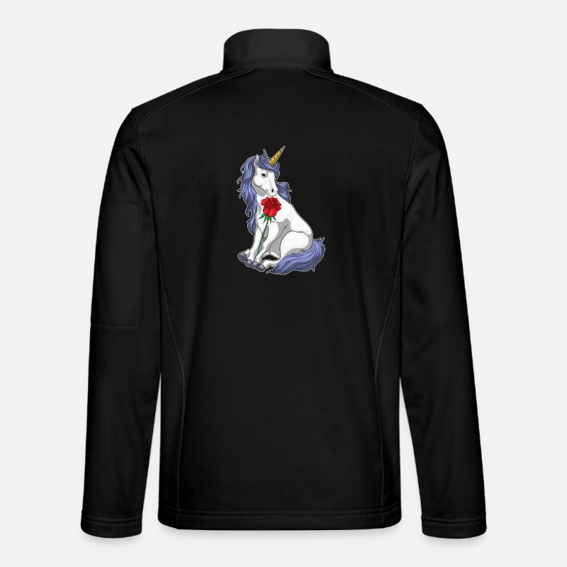 Einhorn Rose Blumen - Unisex Softshelljacke - Schwarz