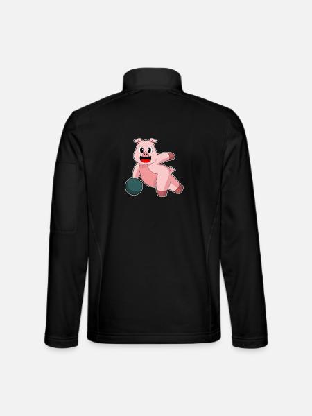 Pig Bowling Bowling Ball - Unisex Softshell Jacket - black