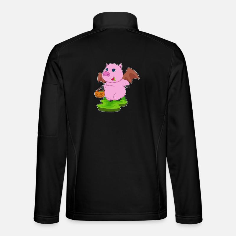 Cochon Halloween Bat - Veste en tissu softshell Unisexe - noir