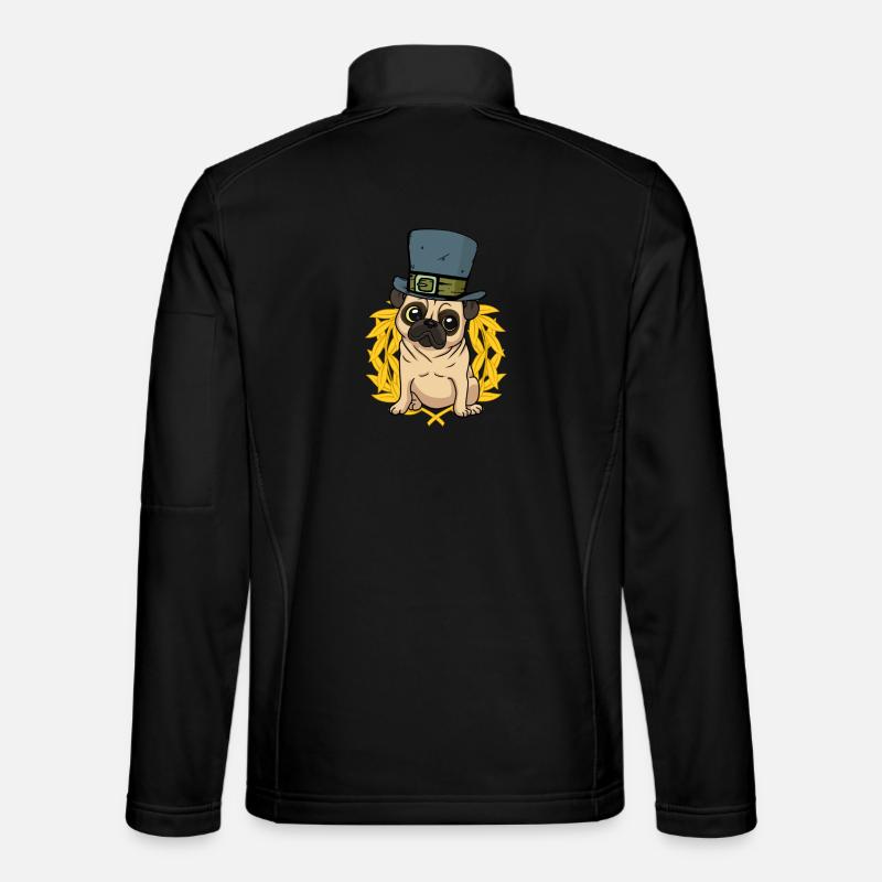 Hund Mops Hut Lorbeerkranz - Unisex Softshelljacke - Schwarz