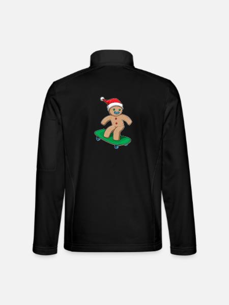 Gingerbread Man Christmas Skateboard - Unisex Softshell Jacket - black