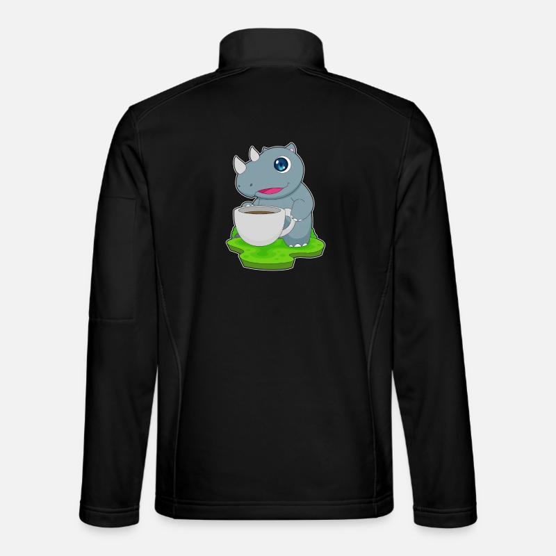 Nashorn Tasse Kaffee - Unisex Softshelljacke - Schwarz