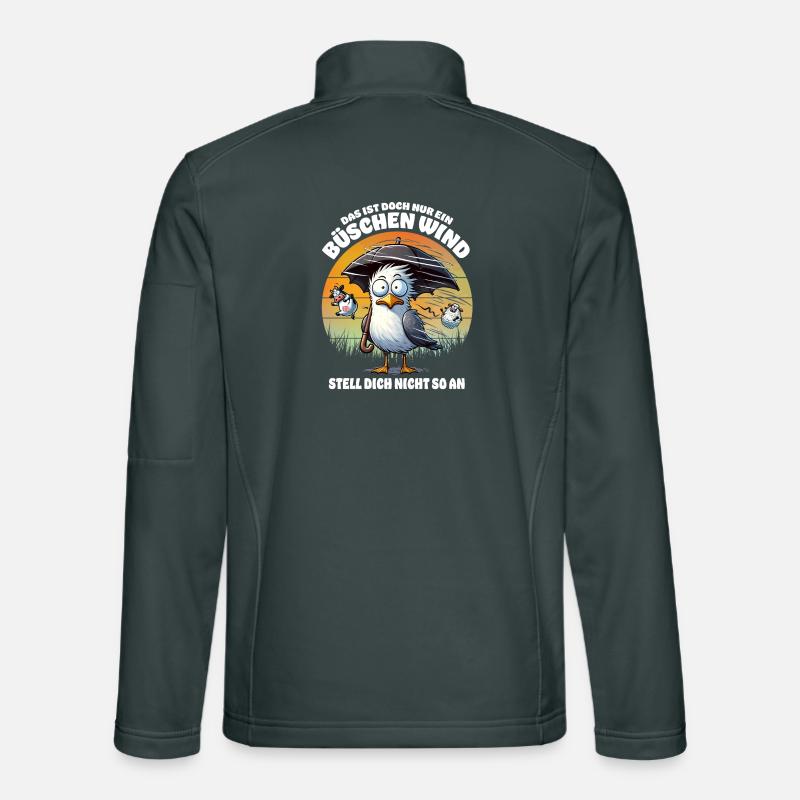 Lustige Möwe im Sturm Lustiger Spruch Büschen Wind Unisex Softshelljacke
