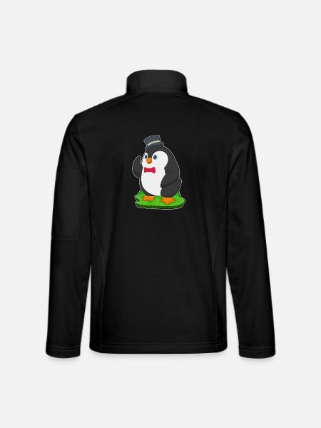 Penguin Groom Top Hat Wedding - Unisex Softshell Jacket - black