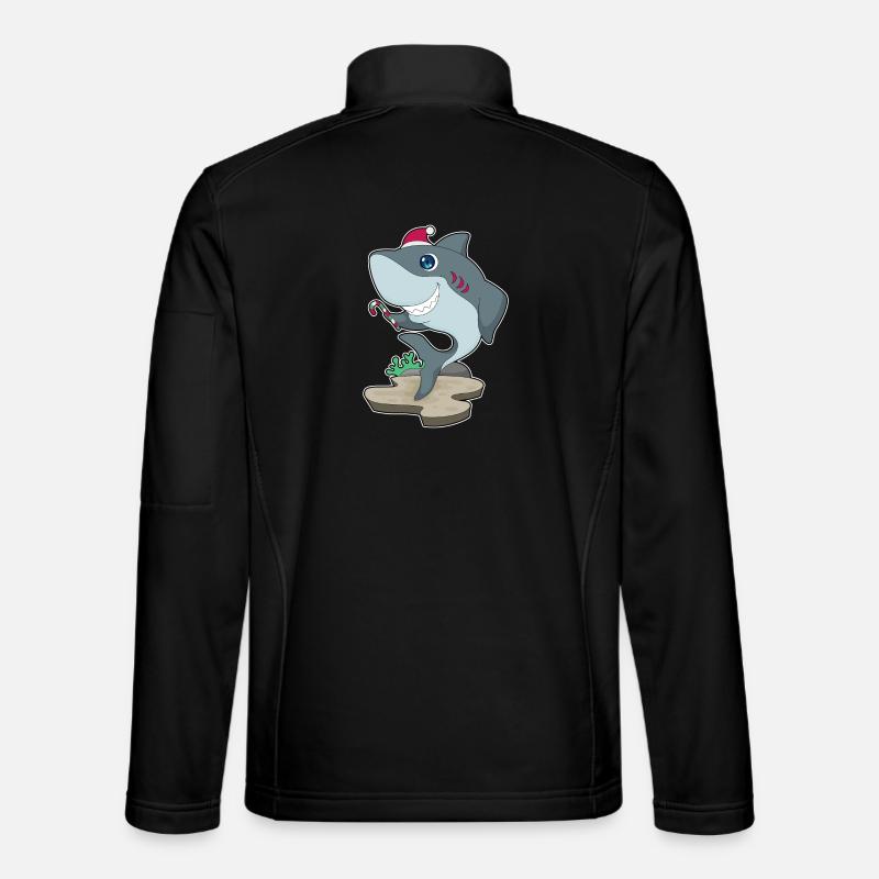Shark Christmas Candy Cane - Unisex Softshell Jacket - black