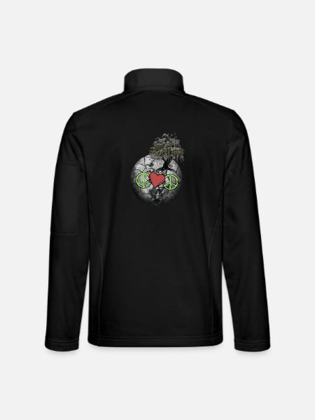 Planet Peace Herz Natur Weltfrieden Klima - Unisex Softshelljacke - Schwarz - Hinten
