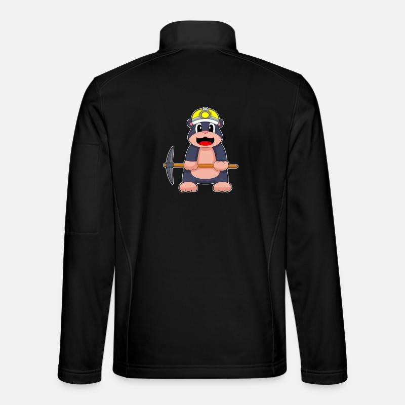 Maulwurf Bergarbeiter Spitzhacke Bergbau - Unisex Softshelljacke - Schwarz
