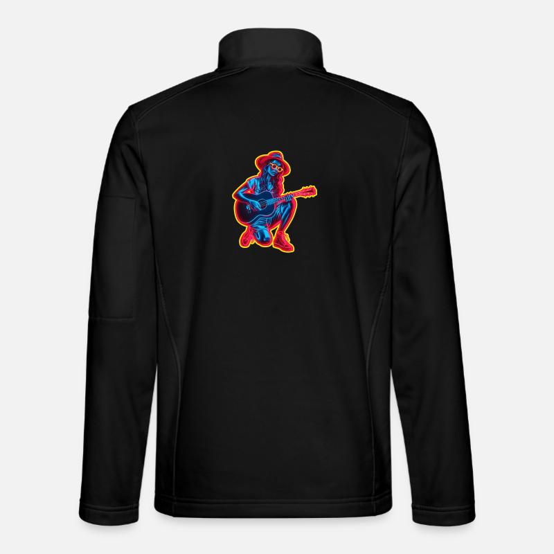 Retro Guitaristin - Unisex Softshelljacke - Schwarz