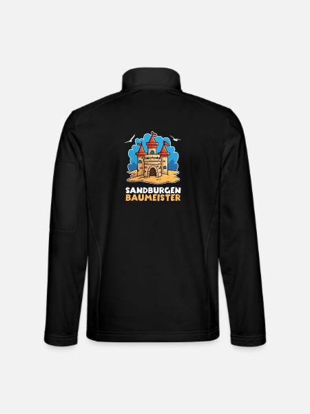 Sandburg Sand Strand Meer – Sandburgen Baumeister - Unisex Softshelljacke - Schwarz - Hinten