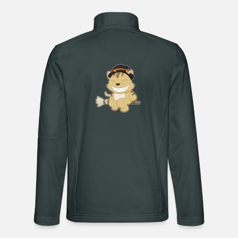 Cat Witch Broom Unisex Softshell Jacket