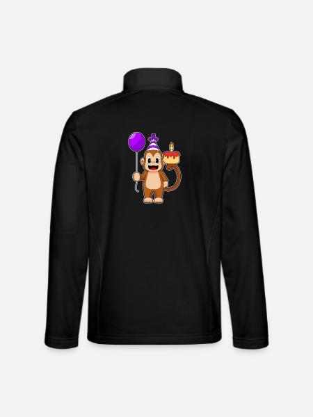 Monkey Birthday Balloon - Unisex Softshell Jacket - black