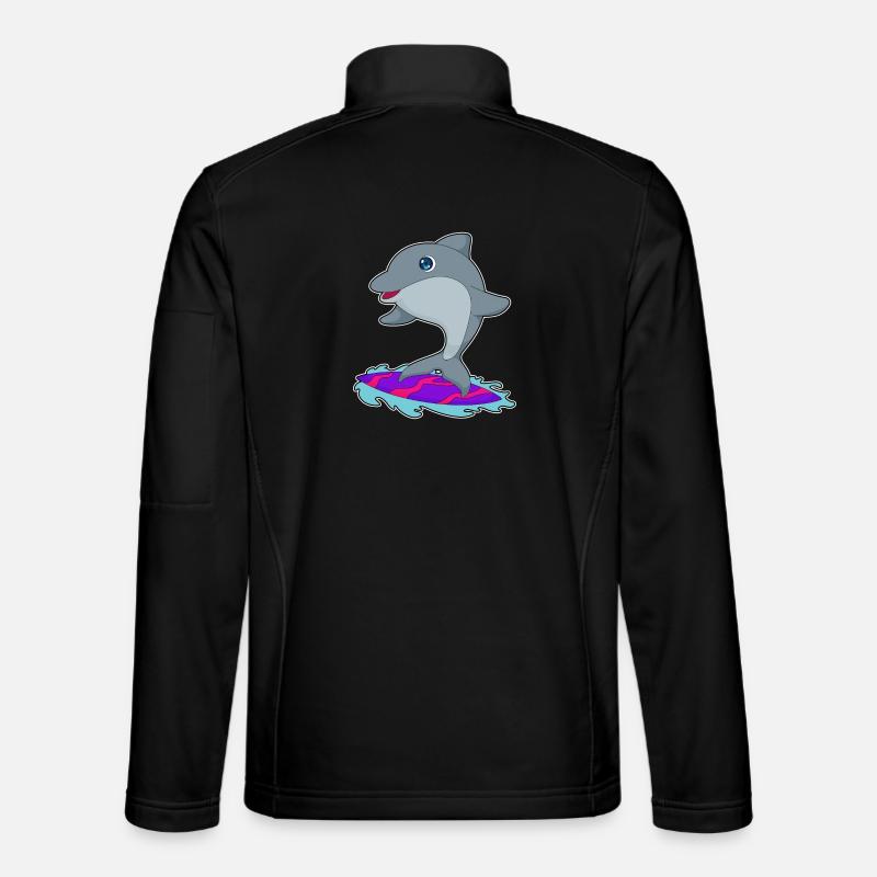 Delfin Surfen Surfbrett Sommer - Unisex Softshelljacke - Schwarz