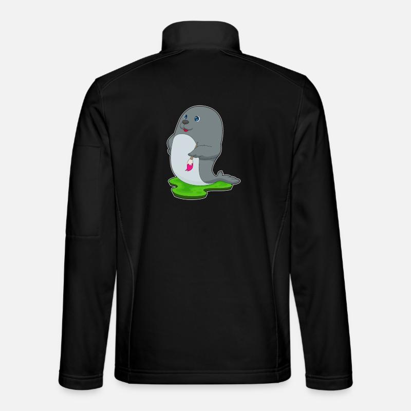 Seal Painter Brush Painting - Unisex Softshell Jacket - black