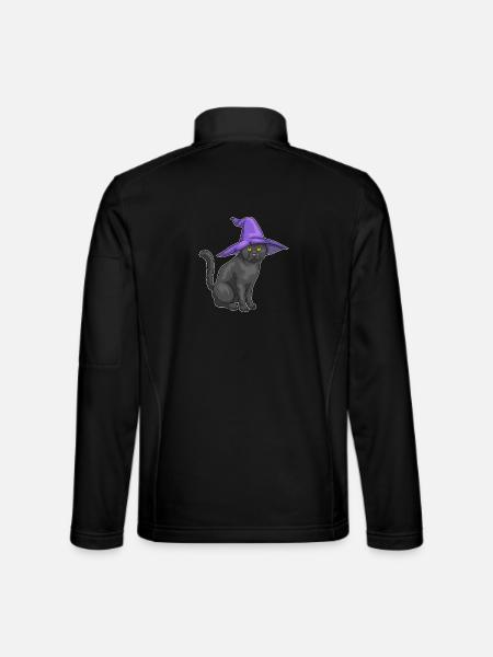 Chat Halloween Sorcière - Veste en tissu softshell Unisexe - noir