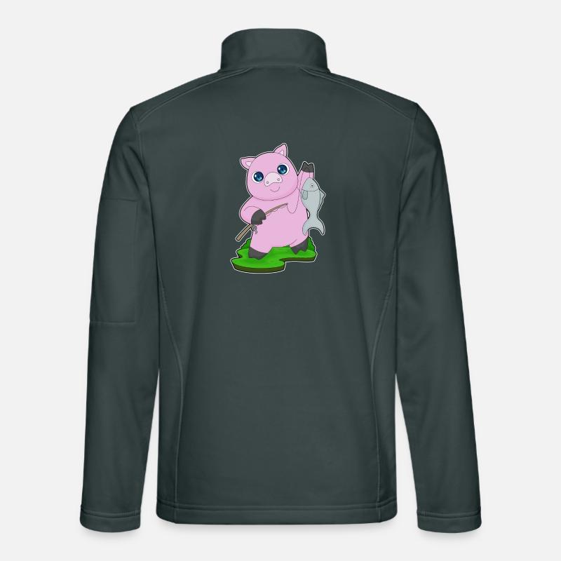 Pêche au poisson pêcheur cochon Veste en tissu softshell Unisexe