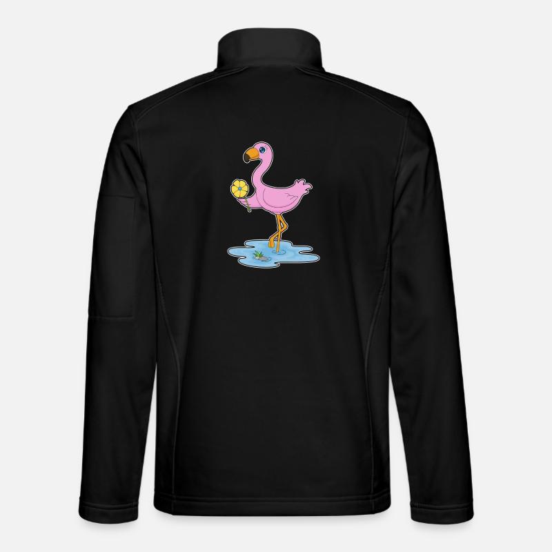 Flamingo Blume - Unisex Softshelljacke - Schwarz