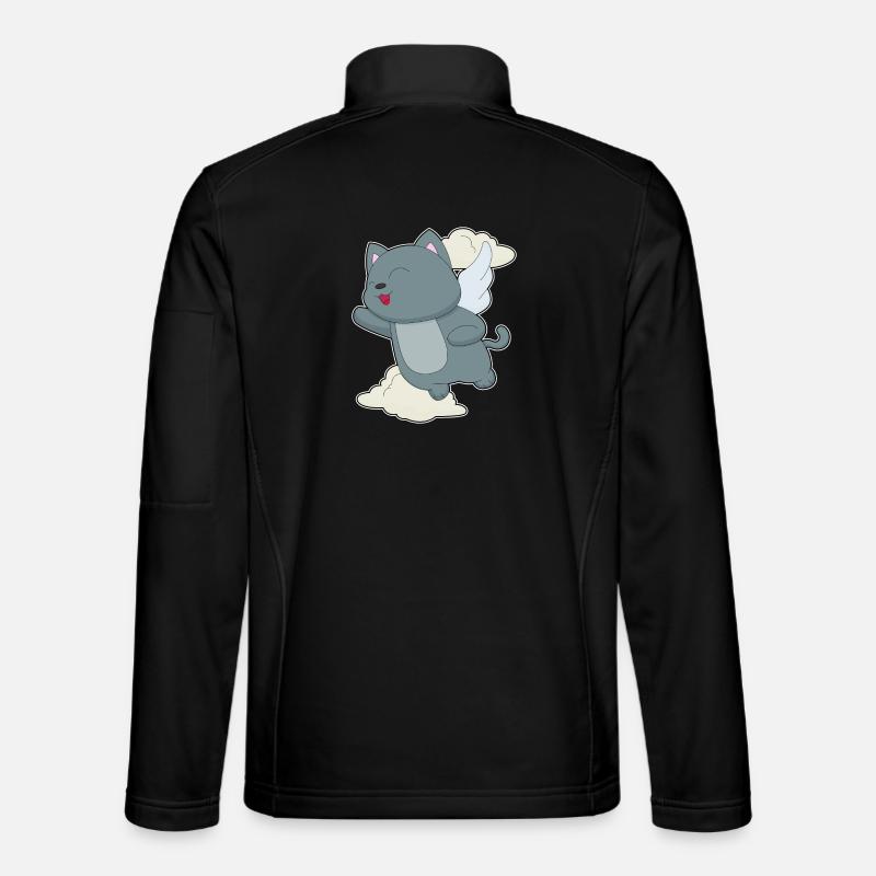 Cat Angel Wings Clouds - Unisex Softshell Jacket - black