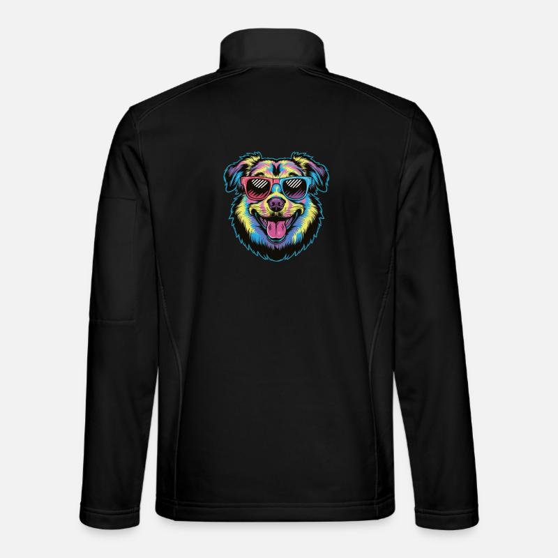 Färgglada Solglasögon, Hund, Rolig, Söt, Husdjur, Älskare, Konst - Softshelljacka unisex - svart