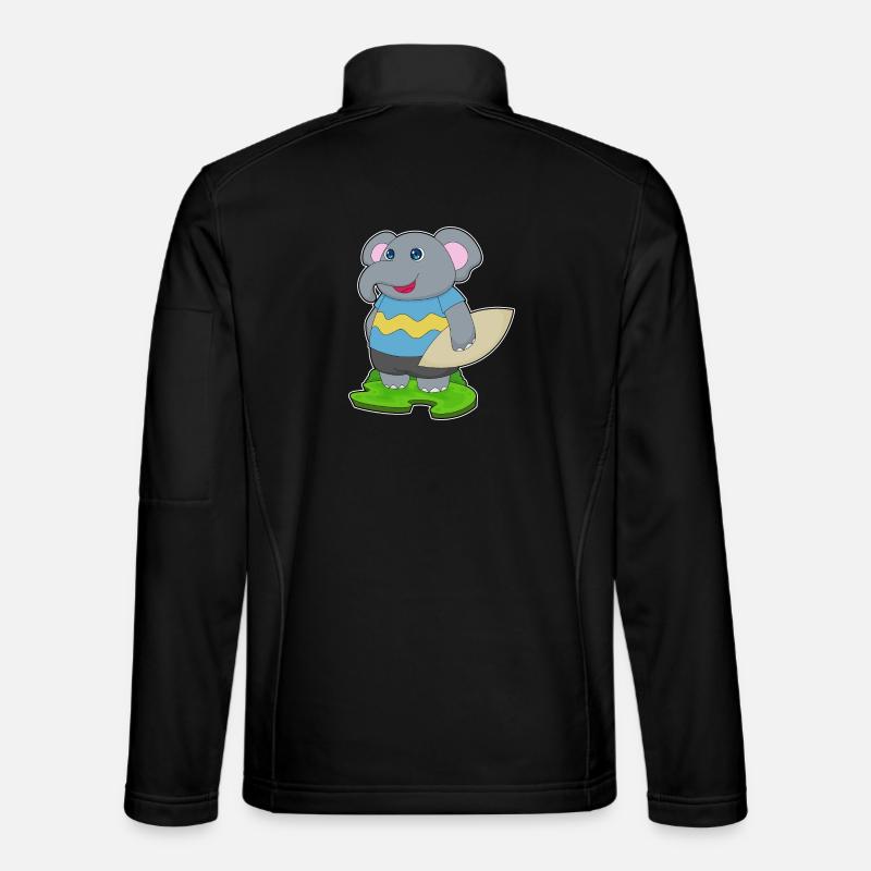 Elefant Surfer Surfbrett - Unisex Softshelljacke - Schwarz