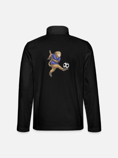 Affe Fußballspieler Fußball - Unisex Softshelljacke - Schwarz - Hinten