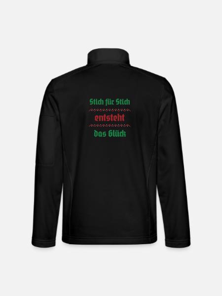 Stitch by stitch, happiness arises - Unisex Softshell Jacket - black - Back