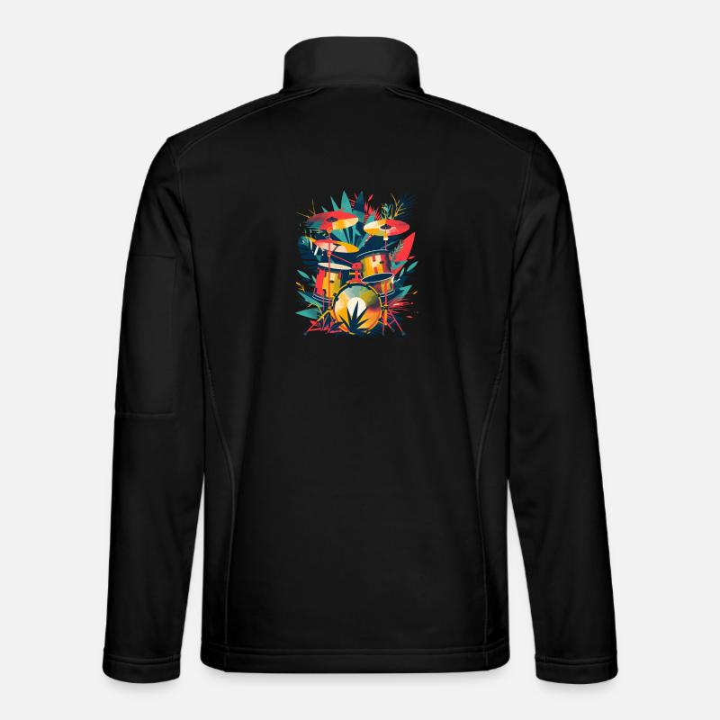 Drum Set Illustration - Unisex Softshell Jacket - black