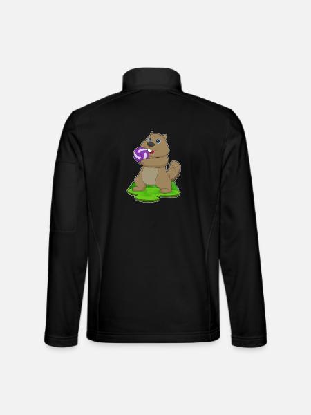 Beaver Volleyball Player Volleyball - Unisex Softshell Jacket - black - Back