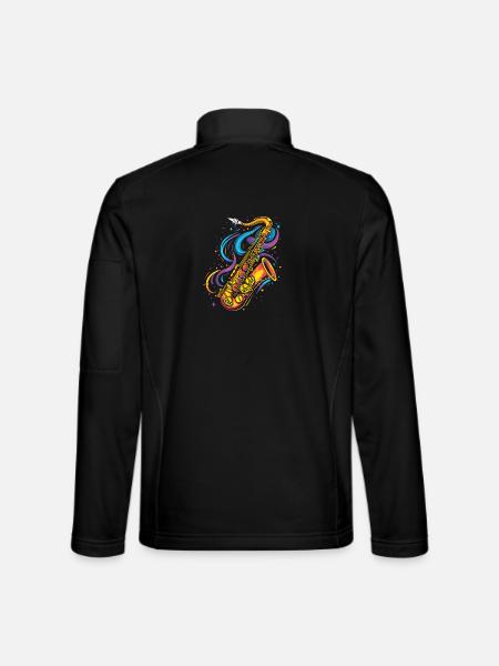 Saxophone Cartoon Look - Unisex Softshell Jacket - black